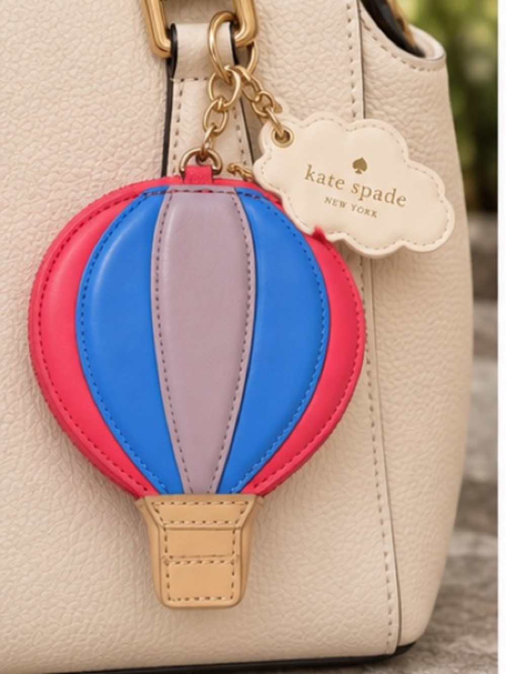 kate spade Hot Air Balloon Coin Purse - Pink, Blue, Lilac, Tan 100% leather RARE - Picture 3 of 14